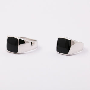 Mens Silver Onyx Signet Ring