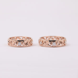 18 K Rose Gold Diamond Engagement Ring Set