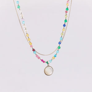 Multi-color Natural Stone Silver Necklace