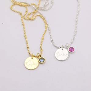 Personalized engraving kids birthstone necklaces