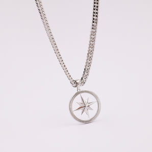 Silver Compass Pendant Necklace