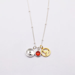 Pigeon Cross Birthstone Necklace