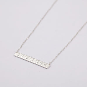 Real Silver Moon Phrase Necklace