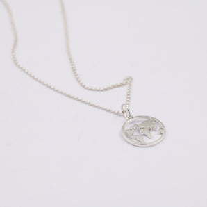 Silver World Map Necklace