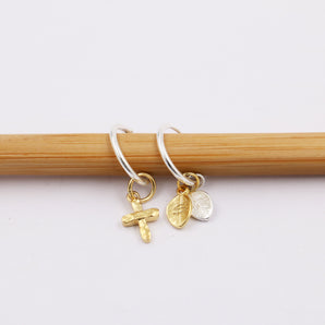 Custom-engraved Cross Leaf Earrings