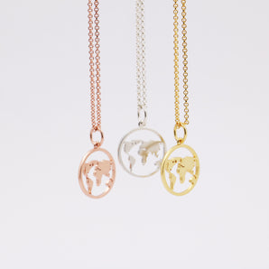 Classic World Map Necklace