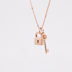 Unique Lock and Key Pendant Necklace